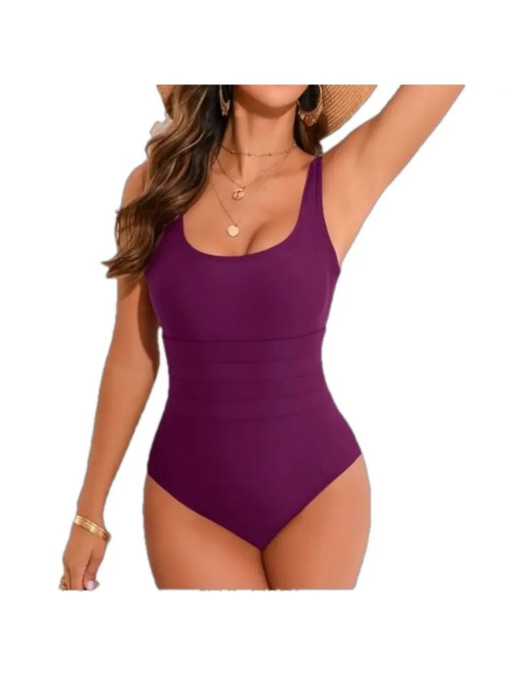 Cromi Burgundy Purple Slimming One Piece Swimsuit - XXL